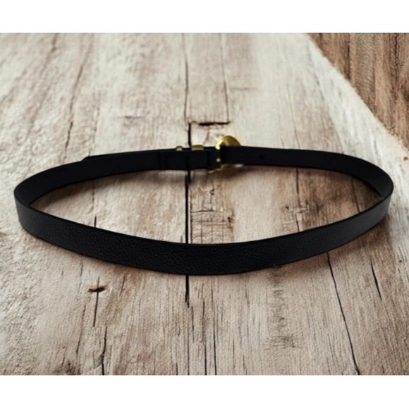 La Via Firenze Black Leather Belt Gold Buckle Made In Italy Size L